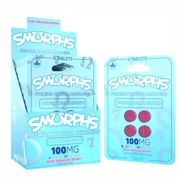 Smurph’s Kiwi Dragon Berry 7OH Tablets 100mg 4-pack display with 10-pack retail box
